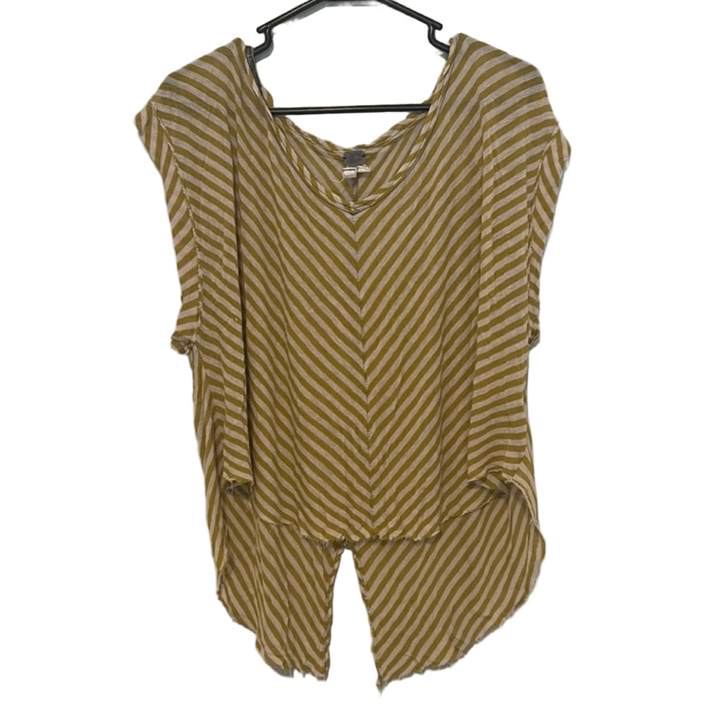 Free People Gold Striped Blouse